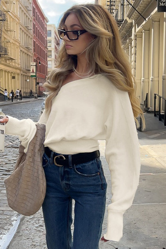 Off Shoulder Fitted Knit Sweater image 4