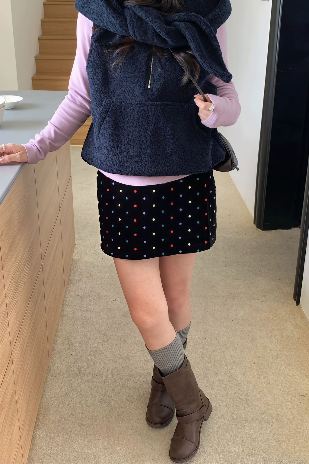Fashionable Embroidered Polka Dot Velvet Skirt image 2