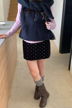 Fashionable Embroidered Polka Dot Velvet Skirt image 2