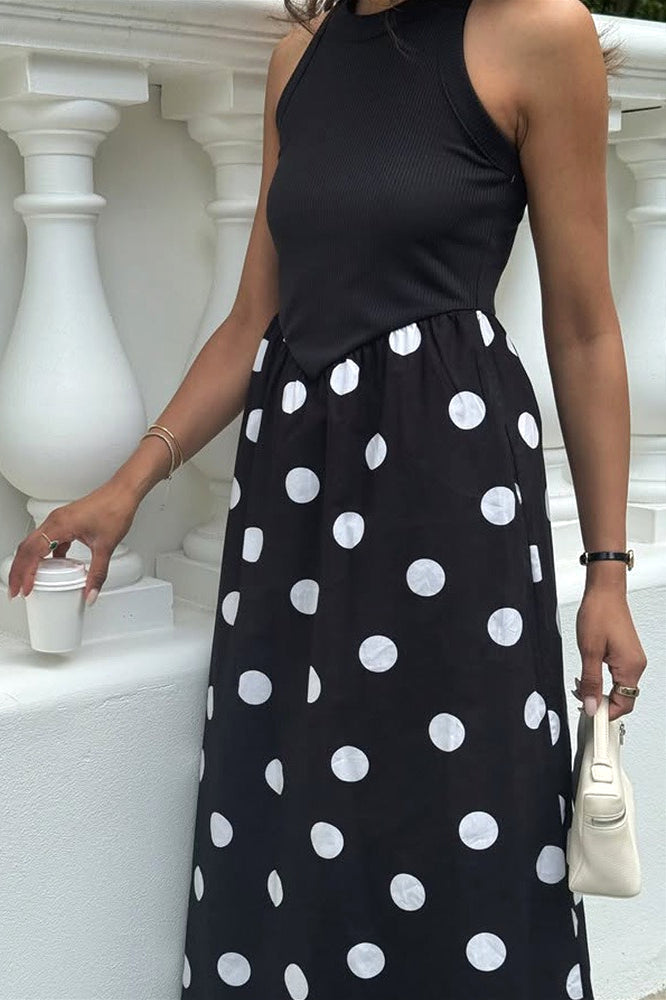 Casual Patchwork Polka Dot Maxi Dress image 5