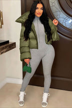 High Neck Scarf Collar Quilted Puffer Jacket image 6