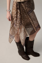 Retro Printed Overlap Midi Skirt image 3