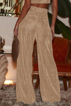 Suede Relaxed Button Straight Wide Leg Pants image 13