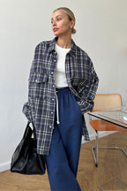 Plaid Striped Mid-Length Blouse image 5