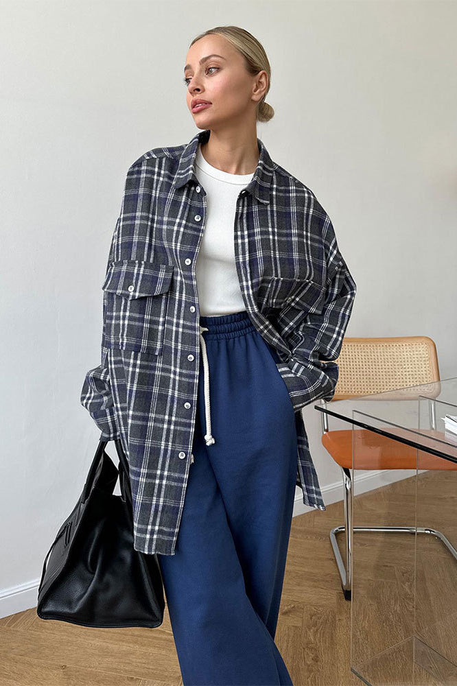 Plaid Striped Mid-Length Blouse image 5
