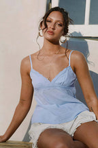 Solid Lace Trim Backless Slim Cami Top image 4