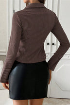 Collared Flared Sleeve Button Front Shirt Blouse image 6