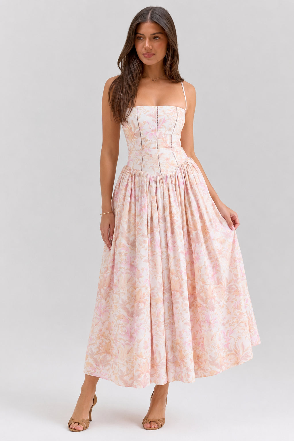 Sexy Floral Cami Bodycon Maxi Dress image 1