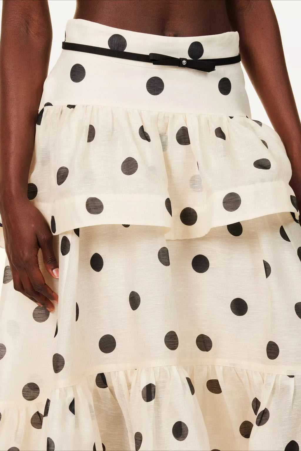 Tiered Ruffle Polka Dot Midi Skirt image 4