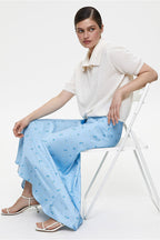 High Waist Satin Floral Print Drape Skirt image 5