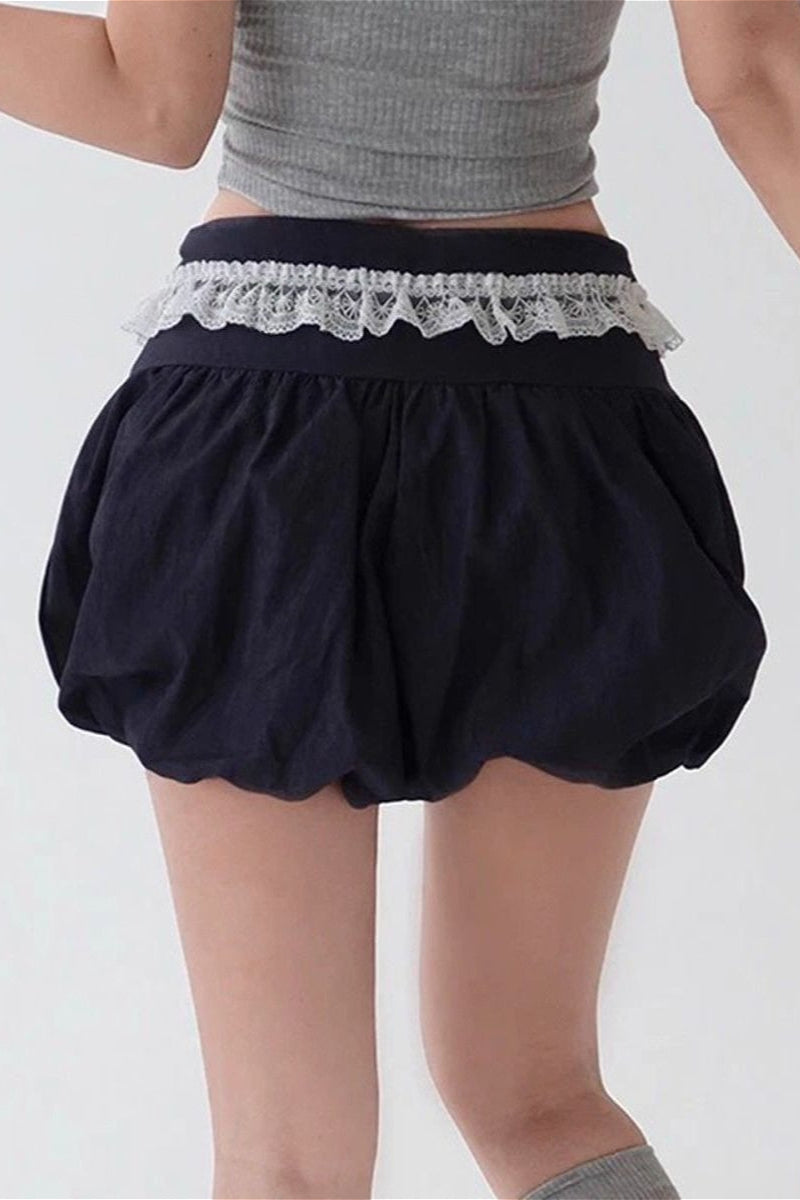 Ruffle Lace Stripe Drawstring Shorts image 3