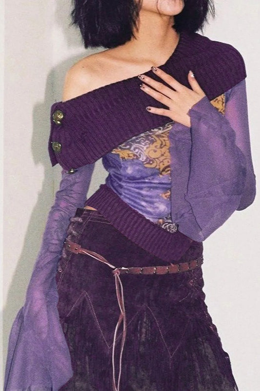Mesh Paneled Fitted Short Length Blouse image 1