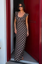 Polka Dot U-Neck Ruffled Bodycon Maxi Dress image 1