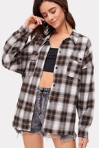 Plaid Stand Collar Button Shirt  Blouse image 7