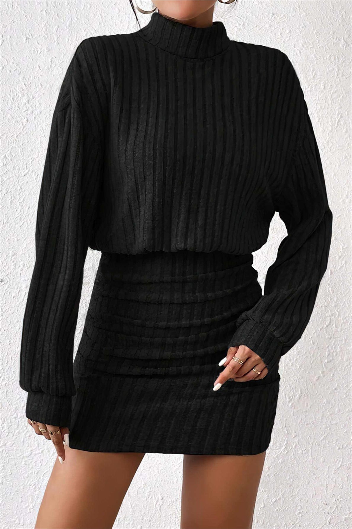 Slim Fit Ribbed Knit Sweater Dress image 2