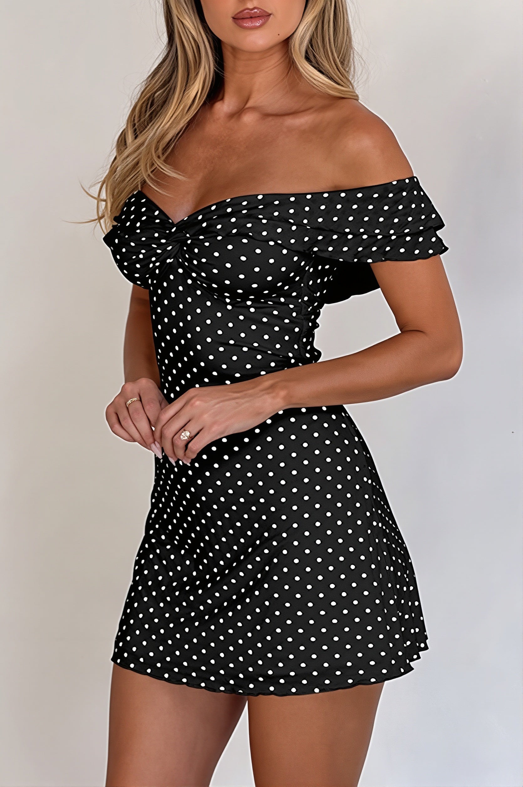 Polka Dot Bandeau Bodycon Mini Dress image 5