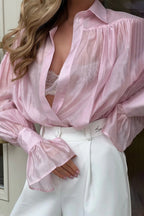 Vintage Satin Lantern Sleeve Blouse image 3