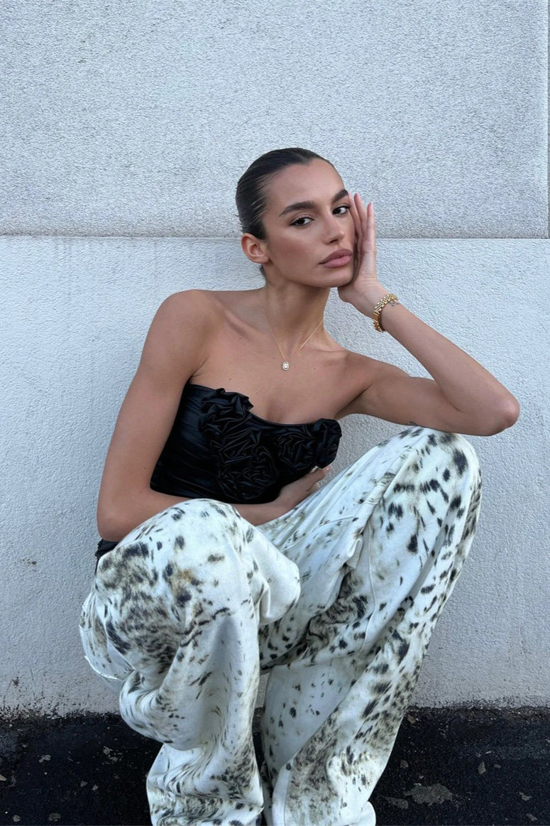 Vintage Washed Leopard Wide Leg Jeans image 4