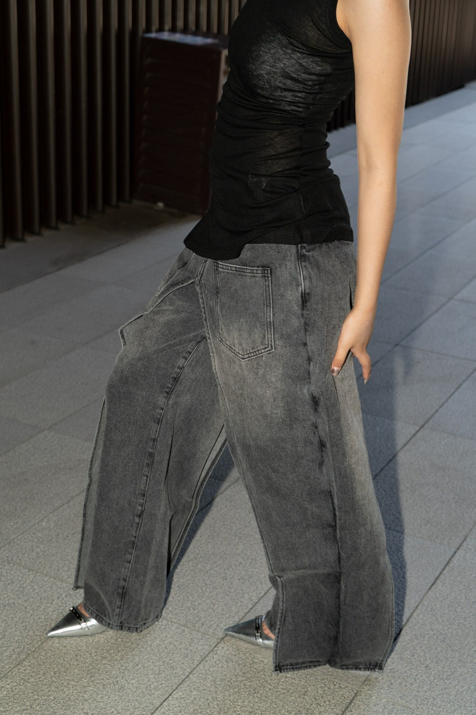 Vintage Washed Deconstructed Jeans image 5