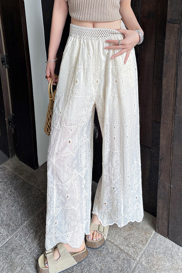 Hollow Out Lace Wide Leg Summer Pants image 9