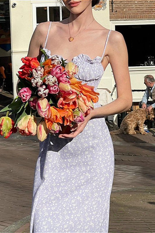 Ruffle Spaghetti Strap Maxi Floral Dress image 1