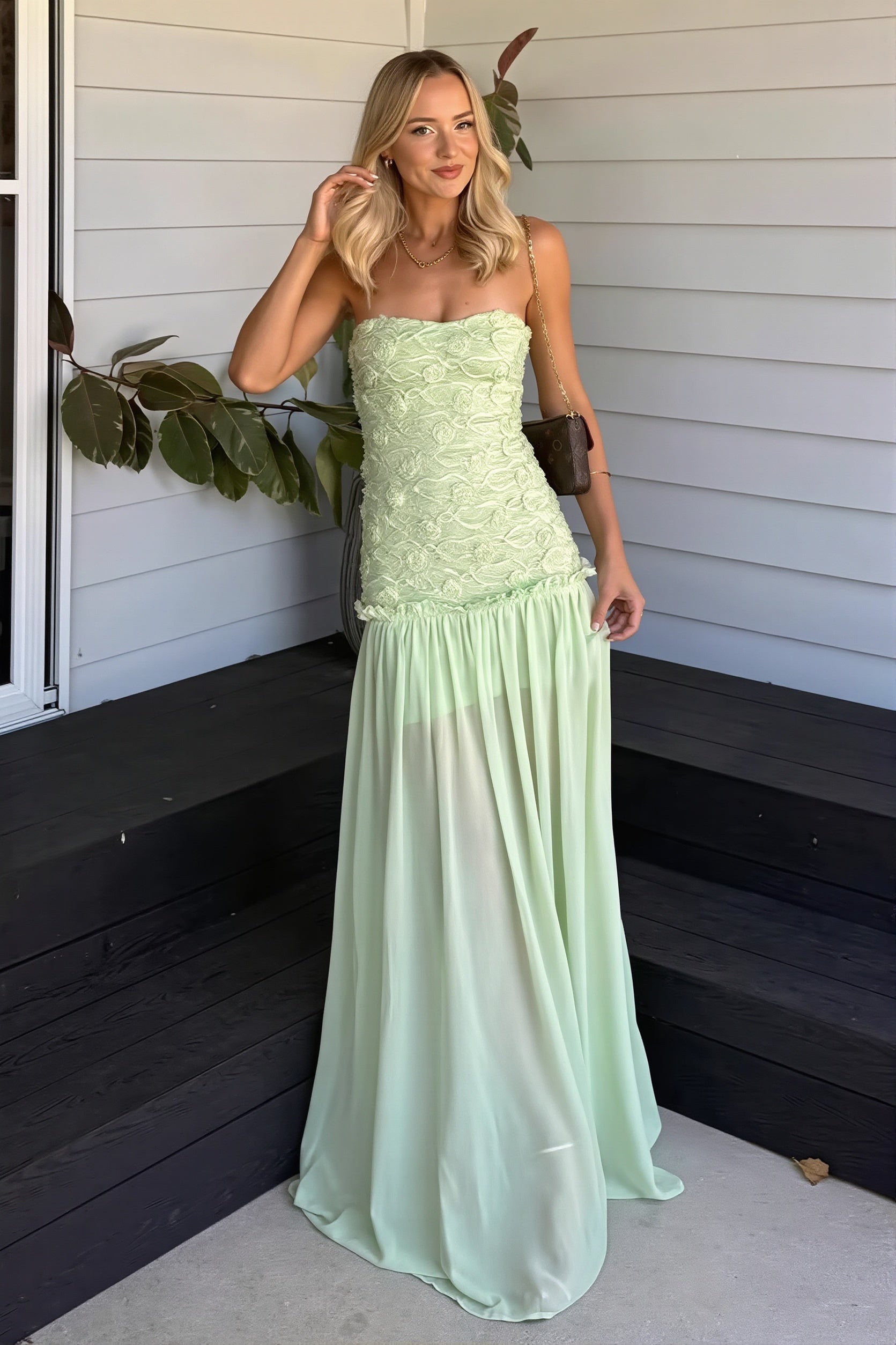Chiffon Floral Bandeau Cami Maxi Dress image 1