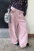 Pink Heart Pocket Loose Wide Leg Jeans image 1