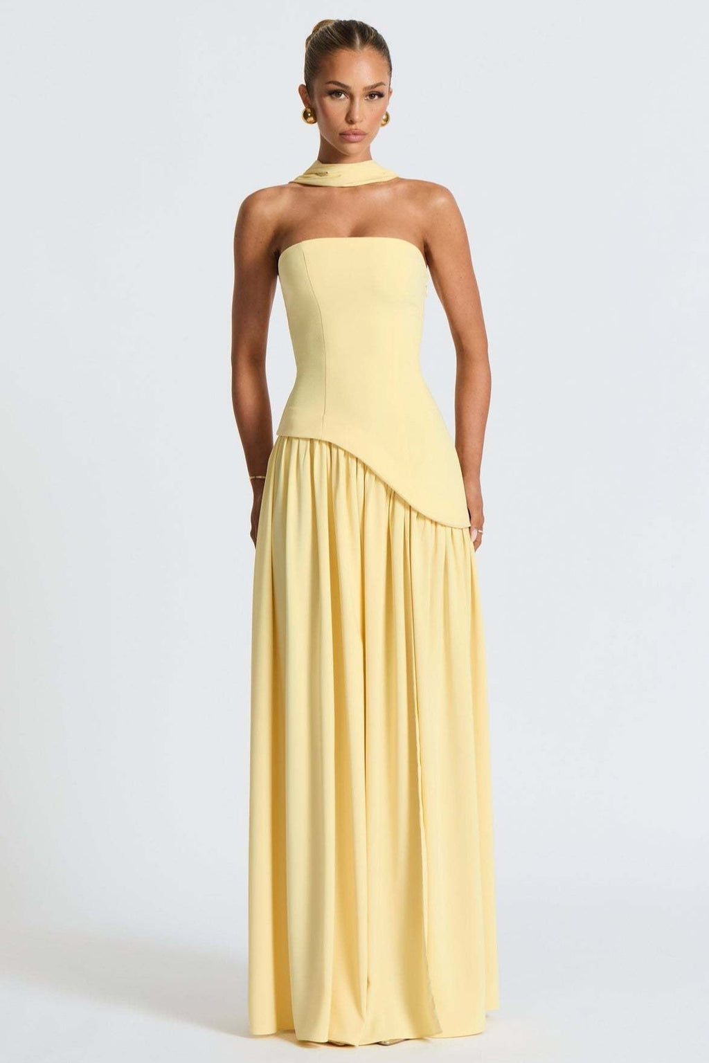 Solid Bustier High Slit Formal Dress image 4