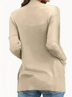 Anya Open Cardigan detail view styled for Avrienne