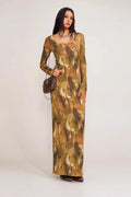 Solid Color Square Neck Bodycon Maxi Dress image 1
