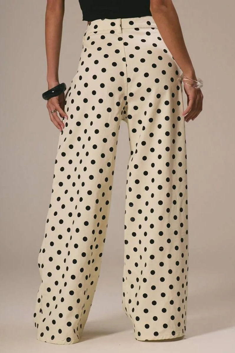 Polka Dot Loose Mid Rise Jeans image 2