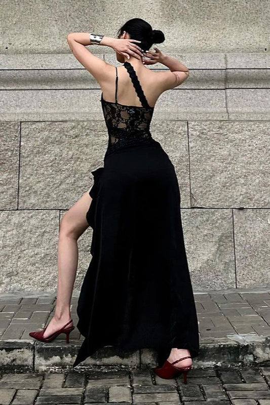 Streetwear Irregular Lace Patch Sheer Mini Dress image 5