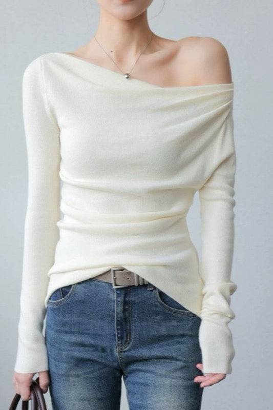 Chic Off Shoulder Fitted Knit Top image 4