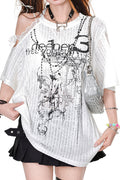 Asymmetric Lace Off Shoulder T‑shirt image 1