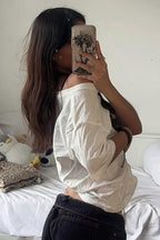 Hip Hop Lip Print Asymmetric Neck Sexy T-shirt image 3