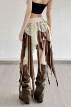 Chic Color Block Drape Tie Asymmetric Skirt image 7