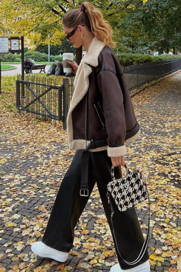 Multi-Zip Faux Shearling Longline Jacket image 2