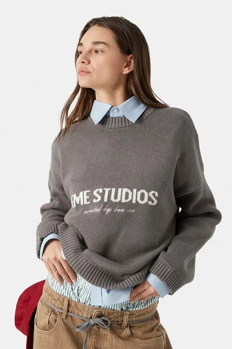Embroidery Knit Slouchy Pullover Blouse image 3