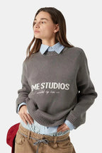 Embroidery Knit Slouchy Pullover Blouse image 3