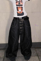 Washed Button Fly Wide Leg Jeans image 3