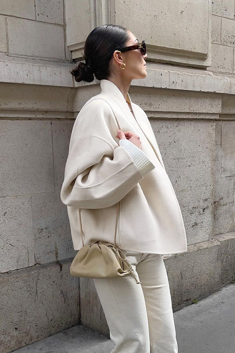 Loose Fit Beige Wool Jacket image 1