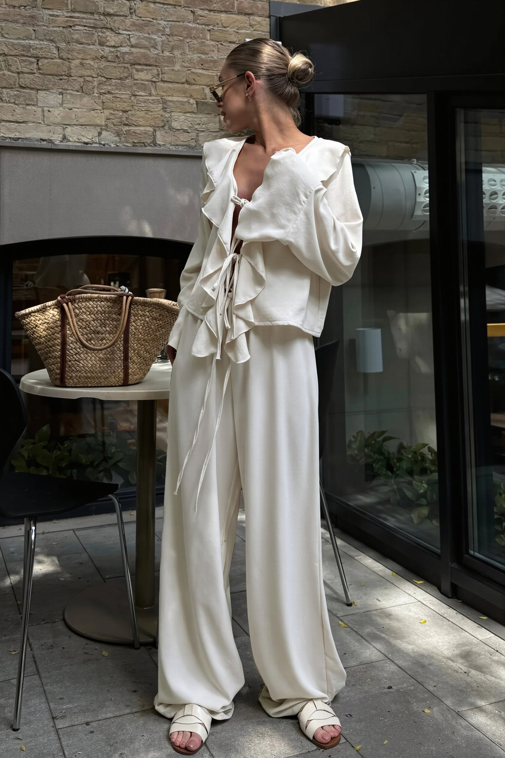 Elegant Ruffle Wide Leg Two Piece Set image 3