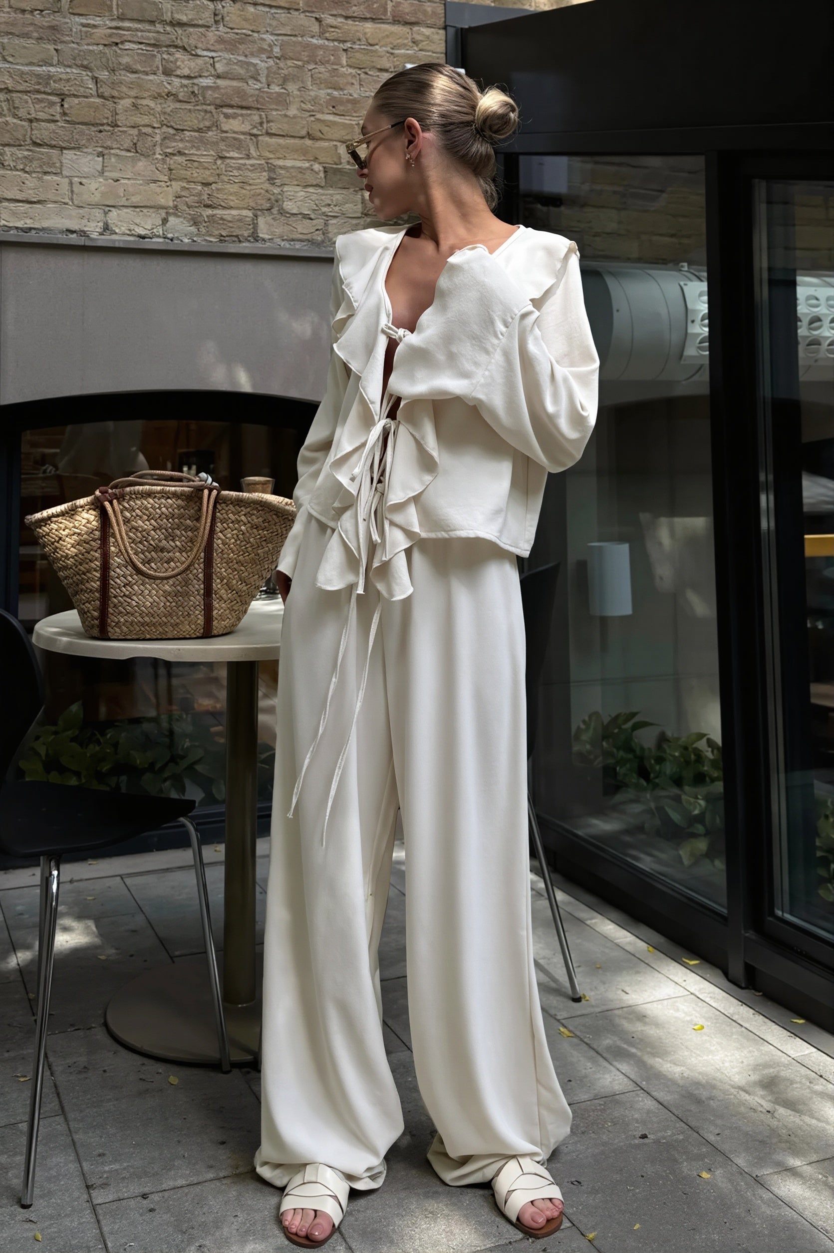 Elegant Ruffle Wide Leg Two Piece Set image 3
