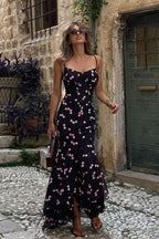 Floral Print Spaghetti Strap Split Mermaid Maxi Dress image 3