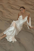 Solid Satin Floral Backless Elegant Maxi Dress image 6