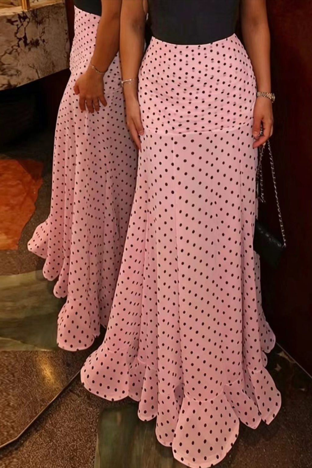 High Waist Polka Dot Hip Long Skirt image 3