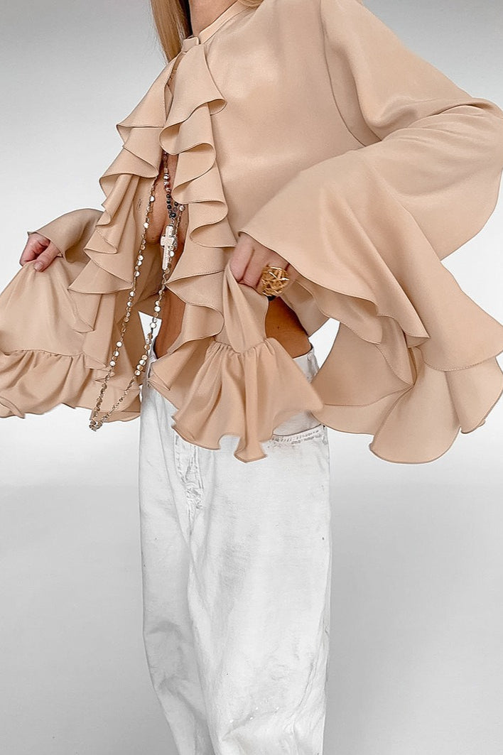 Elegant Ruffle Trim Button Blouse image 7