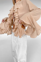 Elegant Ruffle Trim Button Blouse image 7