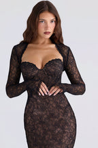 Sexy Lace Sheer Shawl Bandeau Maxi Dress image 9