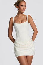 Sexy Ruched Boned Bodice Spaghetti Strap Bodycon Mini Dress image 3